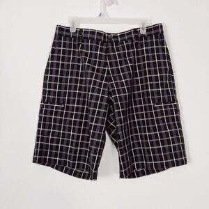 Adidas Men's Athletic Shorts in Black Size 34 Plaid Sporty Athleisure Golf